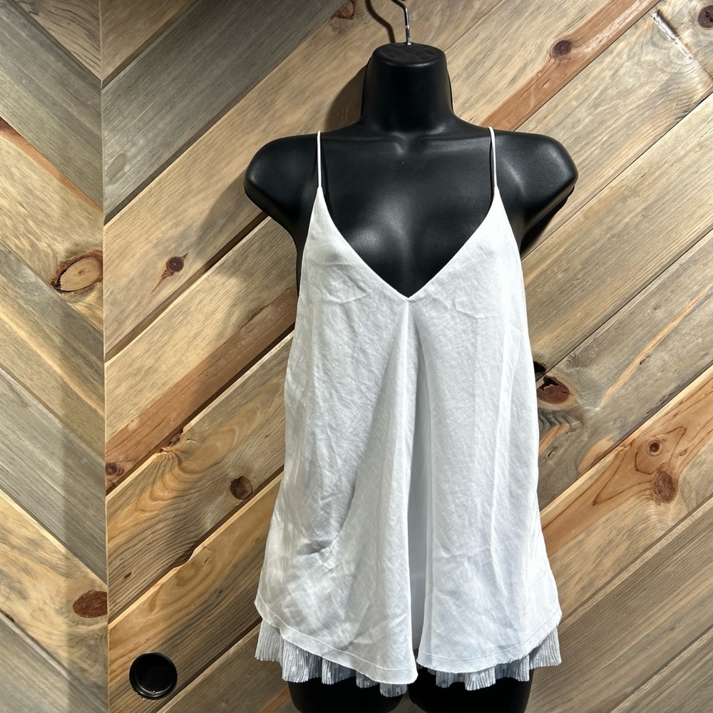 FP Intimately Adjustable Crossback Strap Cami with Polka Dot Pleated Layer Hem